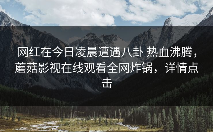 网红在今日凌晨遭遇八卦 热血沸腾，蘑菇影视在线观看全网炸锅，详情点击