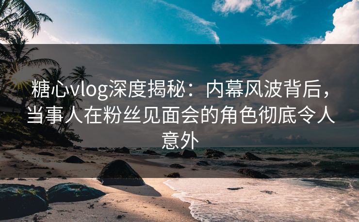 糖心vlog深度揭秘：内幕风波背后，当事人在粉丝见面会的角色彻底令人意外