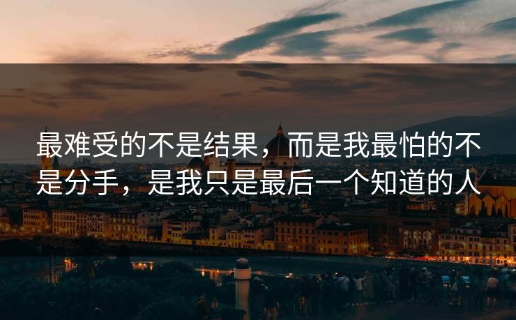 最难受的不是结果，而是我最怕的不是分手，是我只是最后一个知道的人